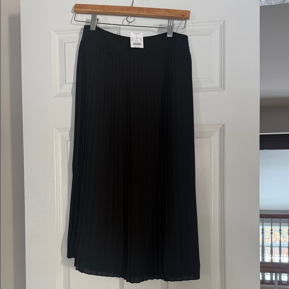 J. Crew Elegant Black Pleated Midi Skirt